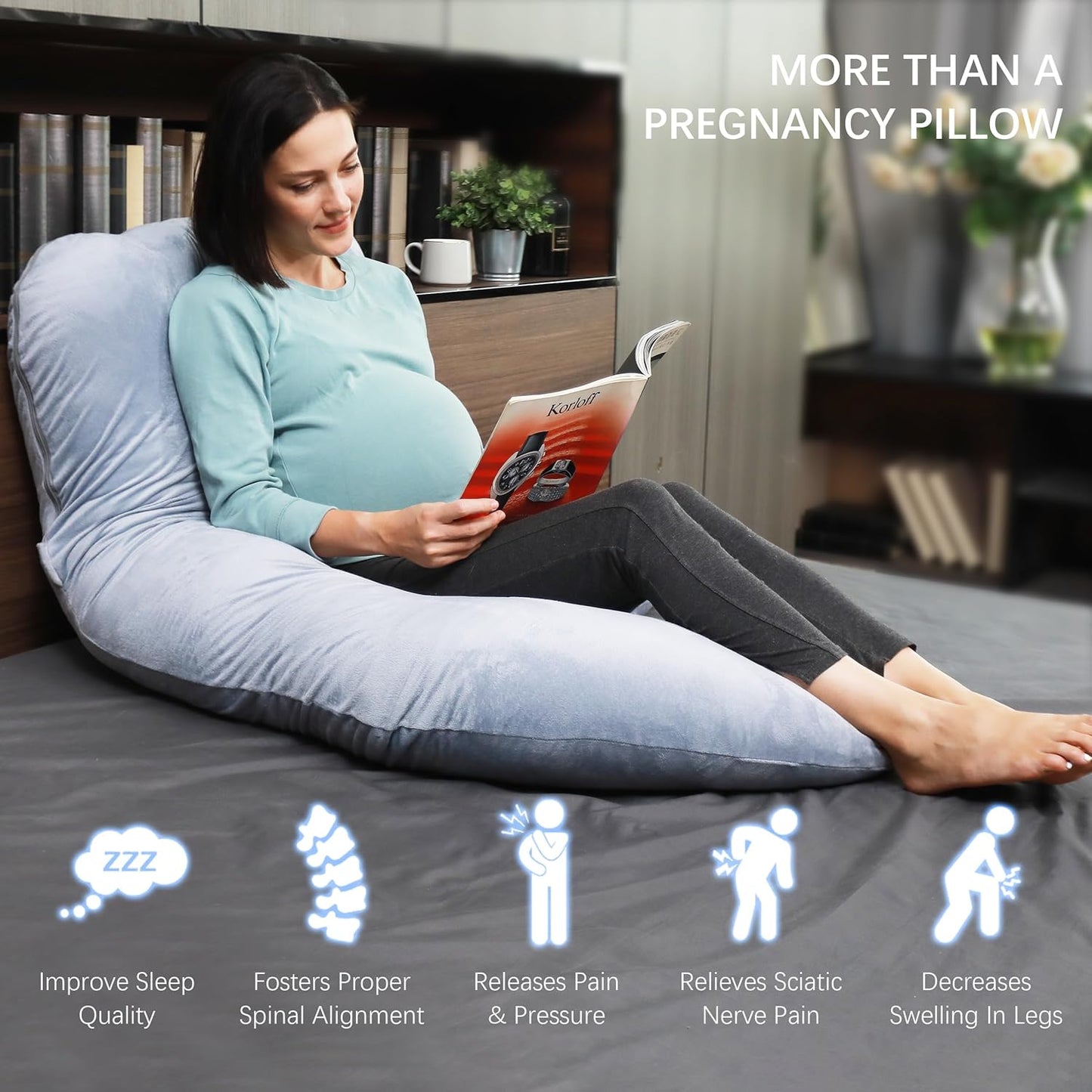 MOON PARK U-Shaped Pillow – Support for Back, Legs, Belly & Hips