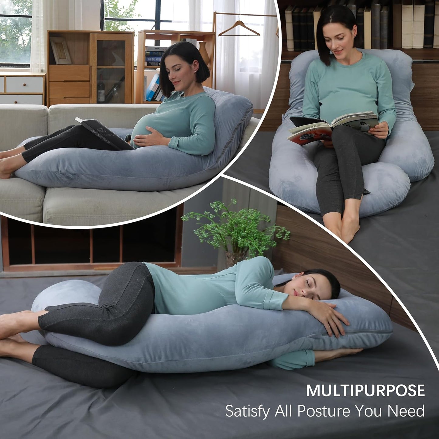 MOON PARK Grey Pregnancy Pillow for Ultimate Comfort
