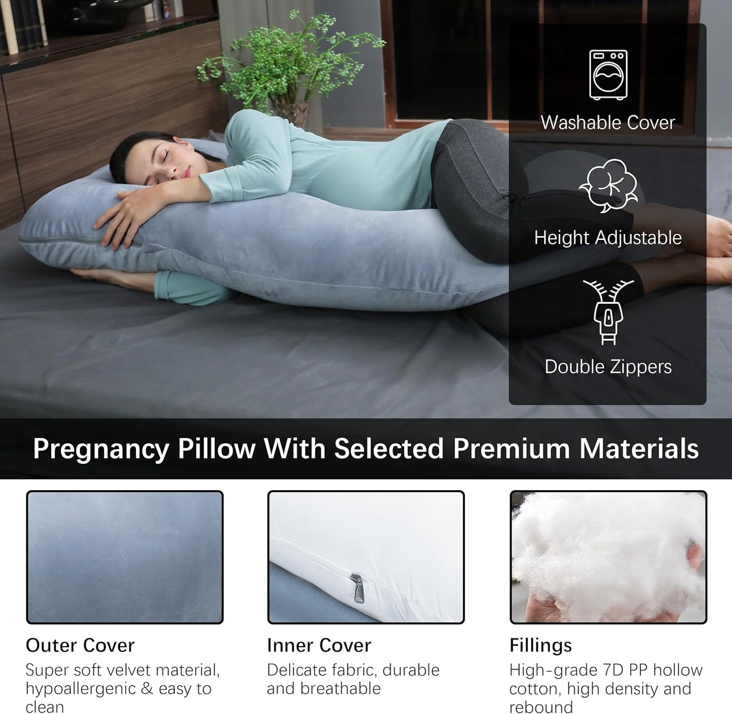 MOON PARK Pregnancy Pillow with Removable Cover